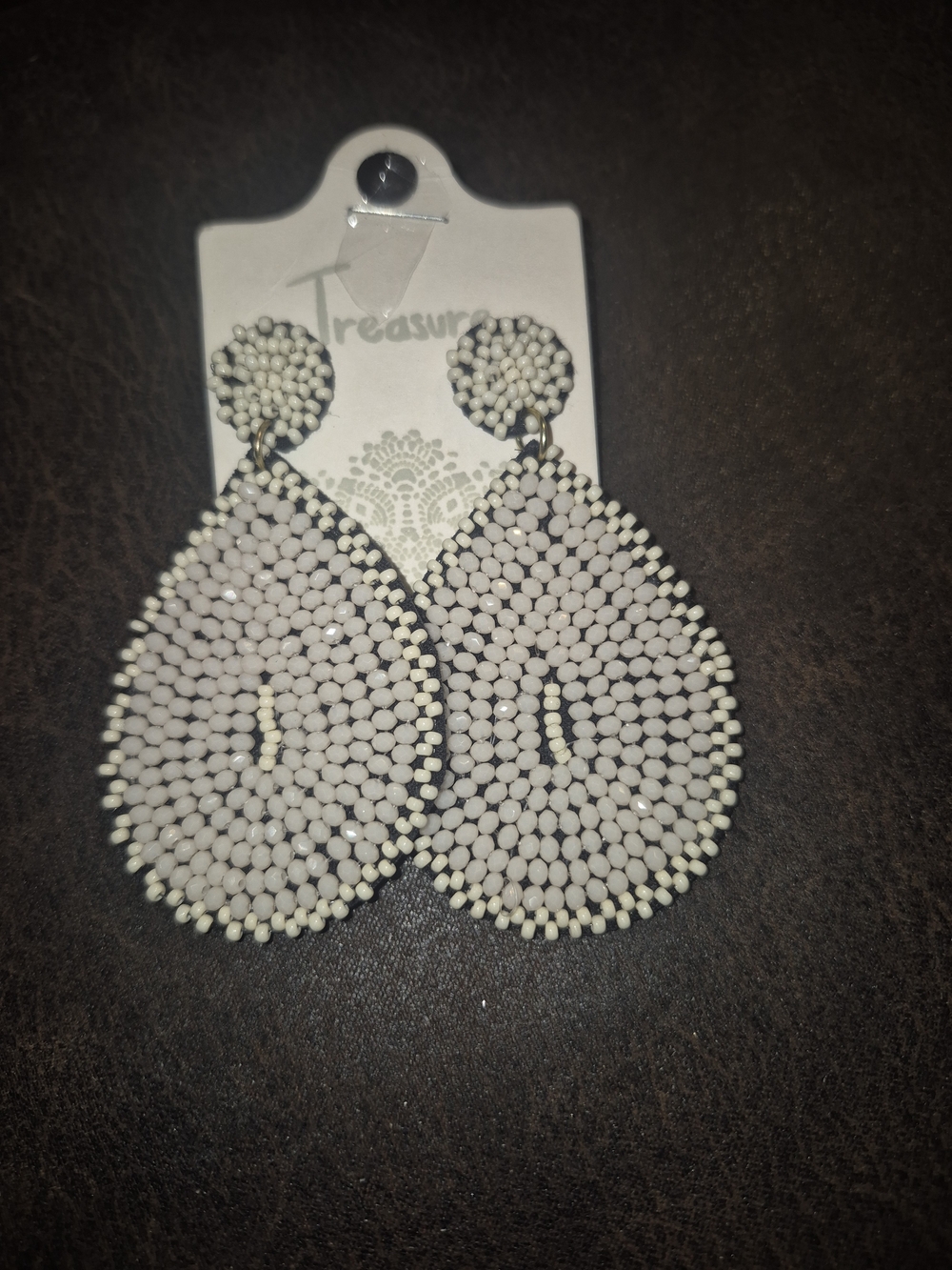 Ivory Beaded Teardrop Earrings - Treasure